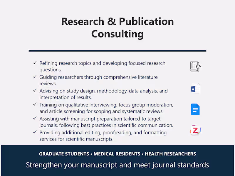 Cover image for Scientific Writing & Manuscript Preparation Support