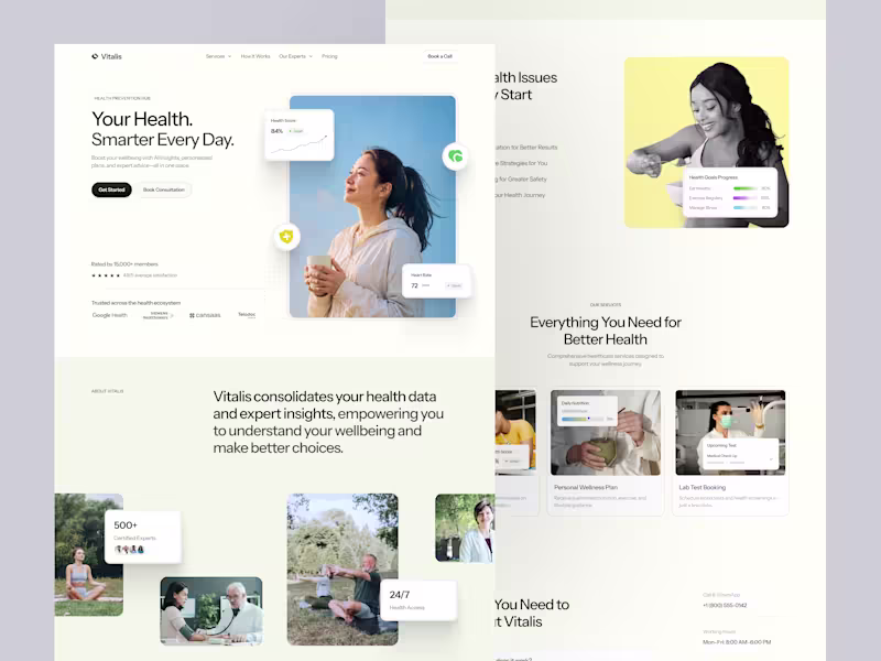 Cover image for Vitalis Health and Wellness Landing Page Design