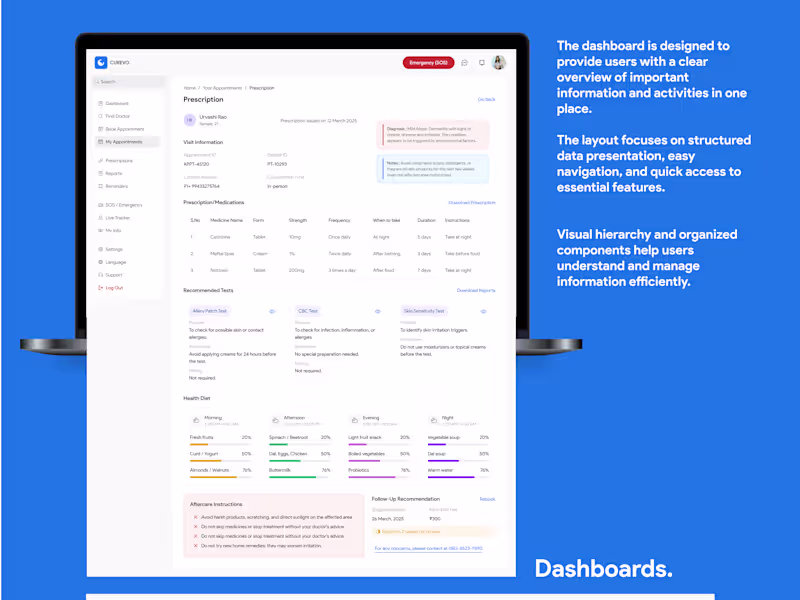 Cover image for Curevo — Healthcare Platform UI/UX Design