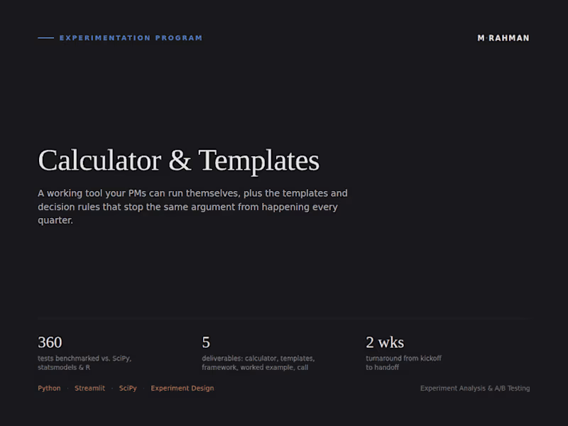 Cover image for Experimentation Program Setup — Calculator & Templates
