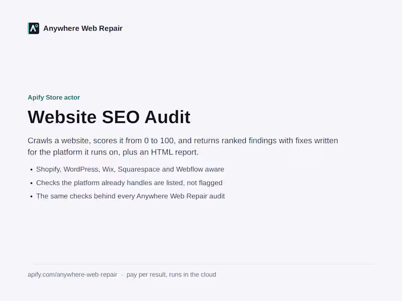 Cover image for Website SEO Audit Actor (Apify Store)