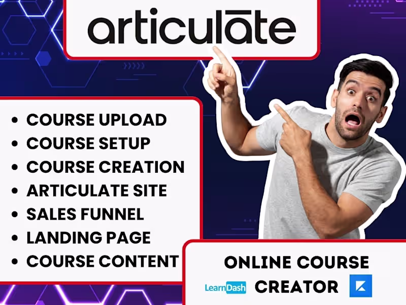Cover image for You will get Interactive Elearning Course in Articulate Storylin