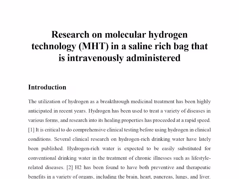 Cover image for Research on molecular hydrogen technology that is IV administer 