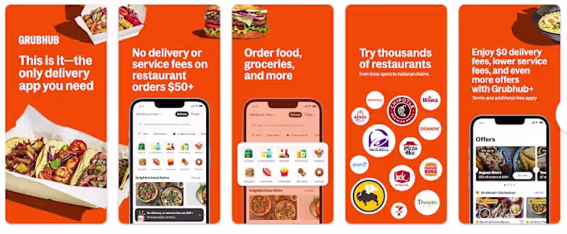 Cover image for Grubhub food delivary app