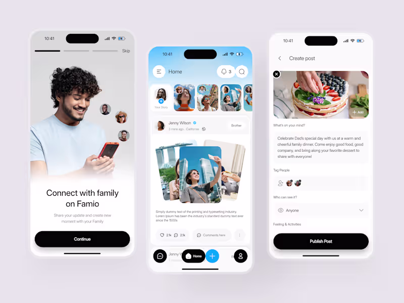 Cover image for Famio - Family Social App UI Design