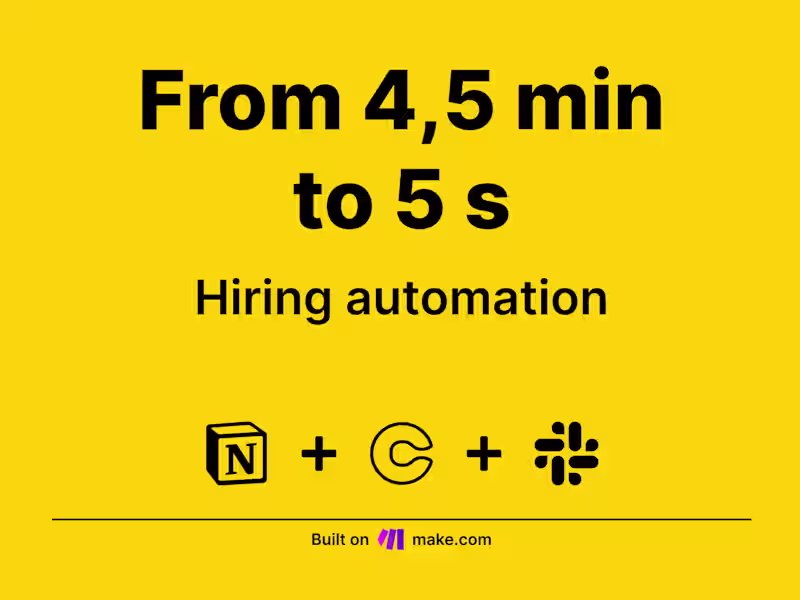 Cover image for Recruitment application automation [Make, Notion, Calendly ...]