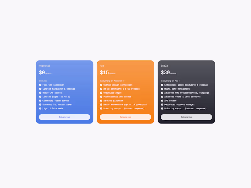 Cover image for Pricing cards