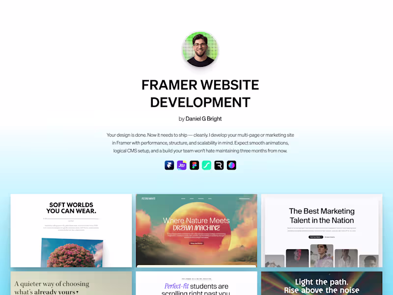 Cover image for Framer Website Development — Multi-Page Build Only