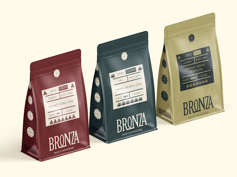 Cover image for BRONZA — Specialty Coffee Roasters Brand Identity & Packaging