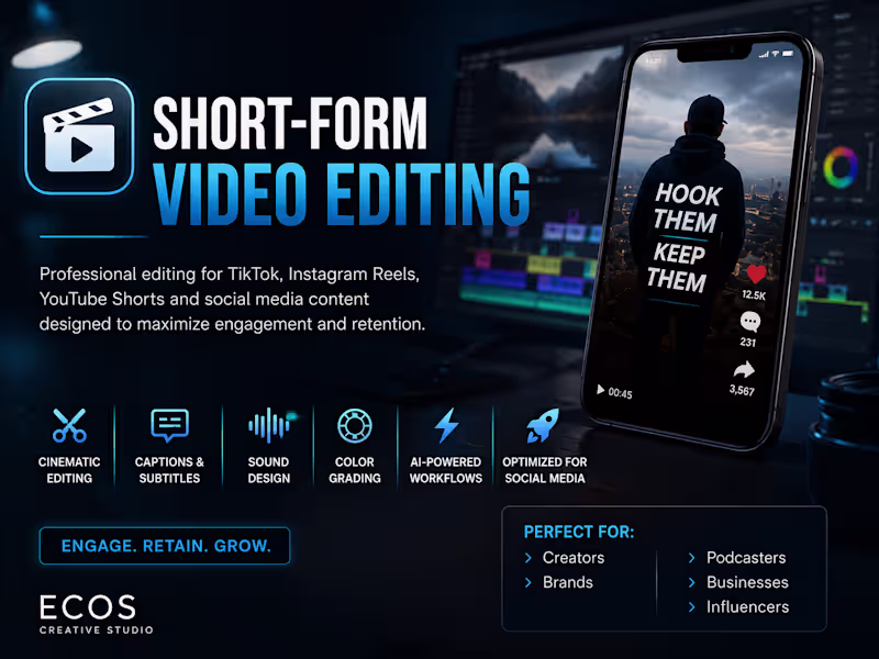 Cover image for Monthly Short-Form Content Package | 🎬 30 Short-Form Videos