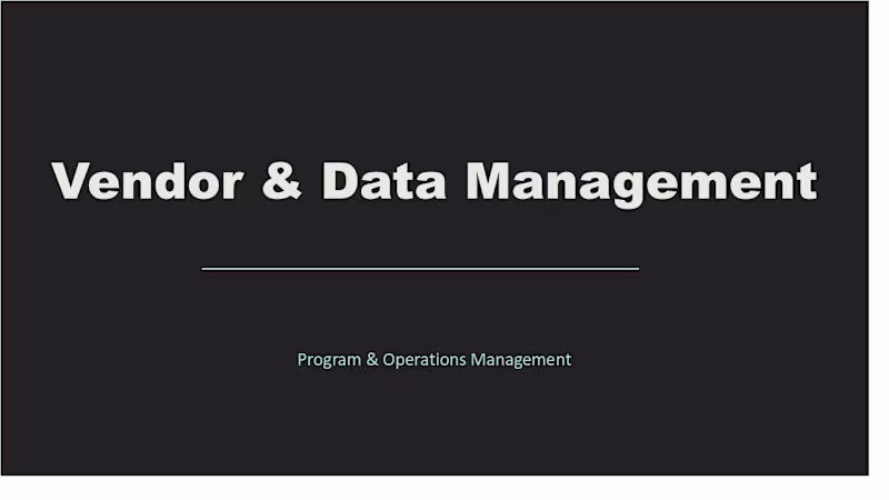 Cover image for Vendor & Data Managemet