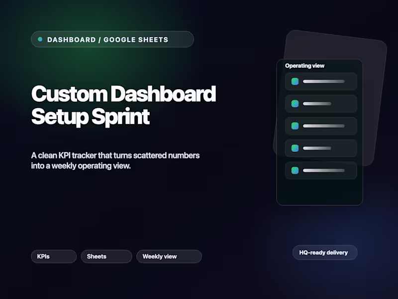 Cover image for Custom Dashboard Setup Sprint