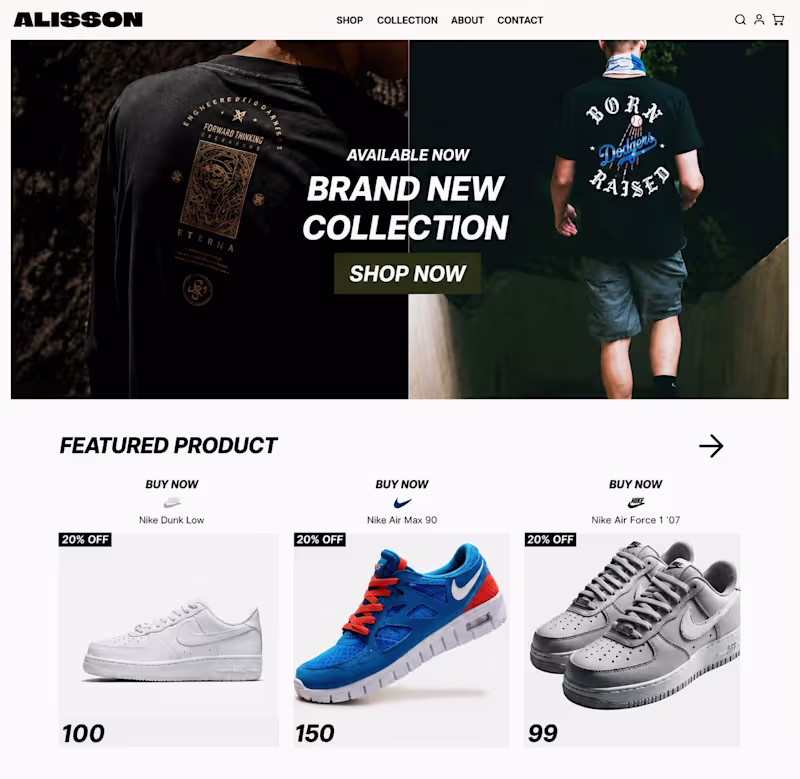 Cover image for ALISSON — Streetwear E-Commerce Design