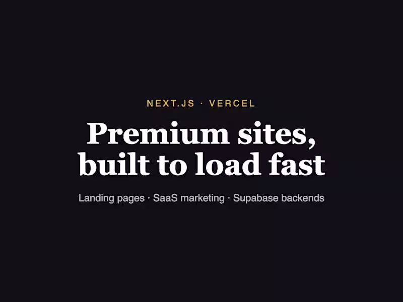 Cover image for Fast, premium website or landing page in Next.js (Vercel, mobile
