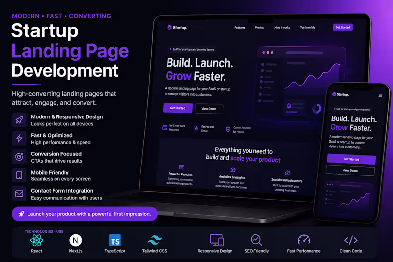 Cover image for Startup Landing Page Development