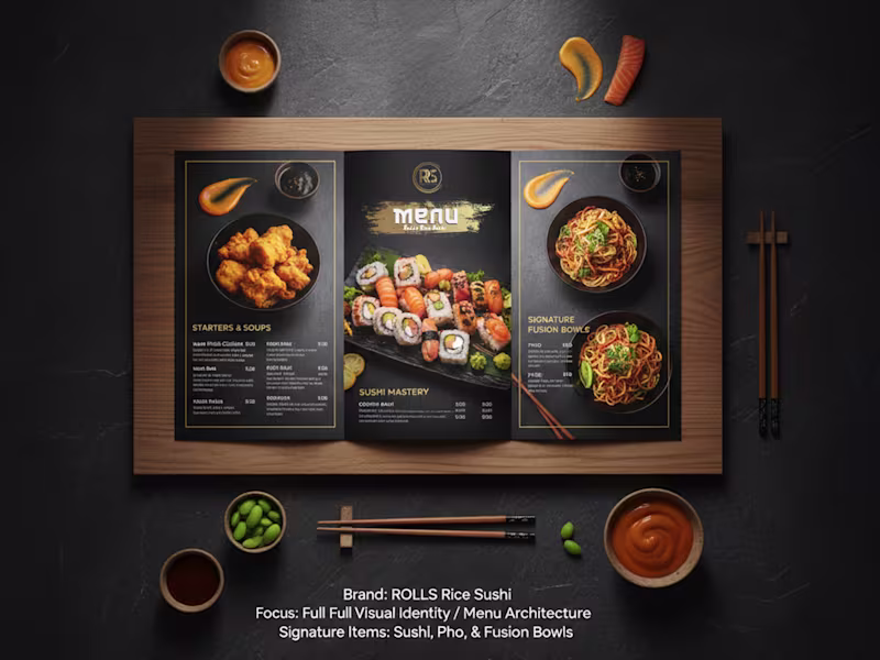 Cover image for ROLLS RICE Sushi | High-Fidelity Asian Fusion Branding