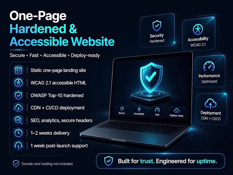 Cover image for One‑Page Hardened & Accessible Website