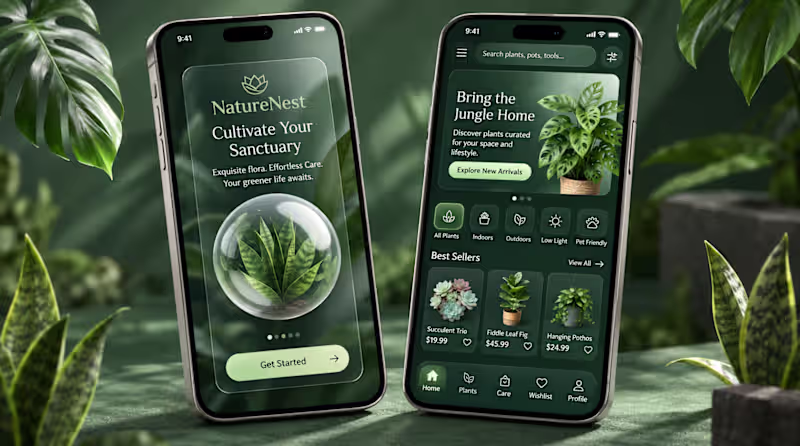 Cover image for NatureNest — Plant Shopping Mobile App UI/UX Design