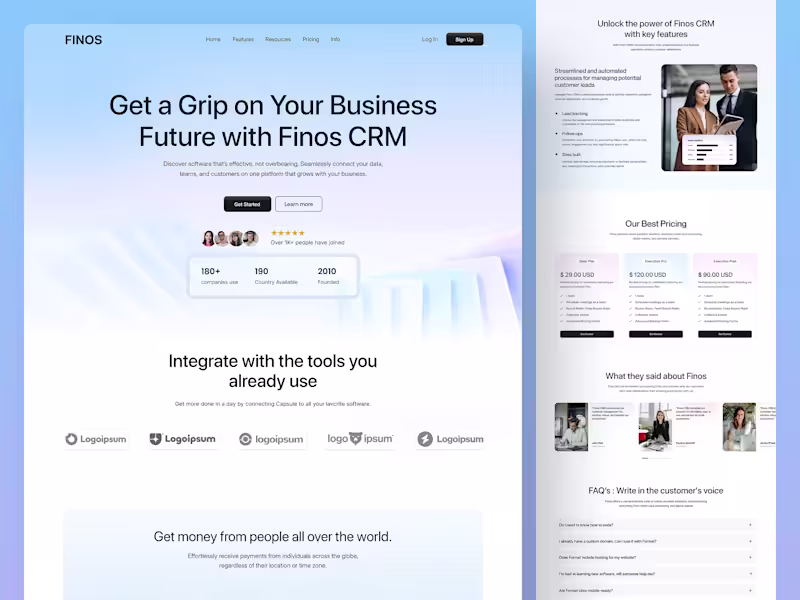 Cover image for Finos - Business CRM Landing