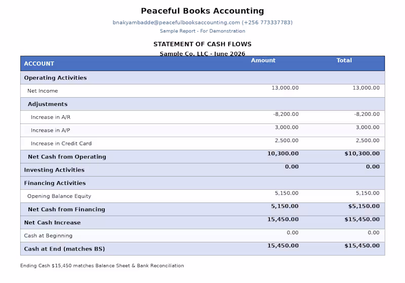 Cover image for Statement of cashflows -QBO sample
Sample