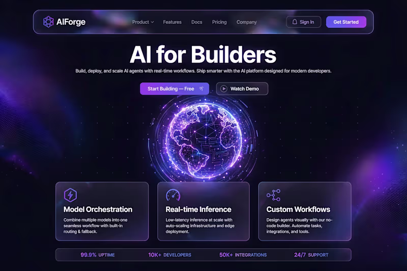 Cover image for I will design AI Tool landing Page with Rive Globe|Framer ready