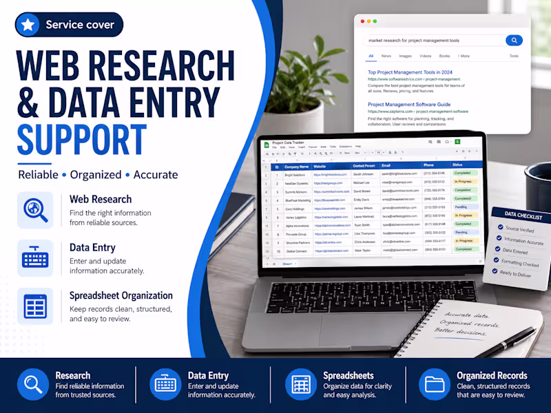Cover image for Web Research & Data Entry Support