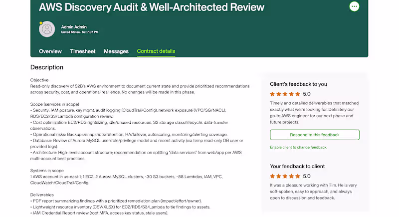 Cover image for AWS Discovery Audit & Well-Architected Review