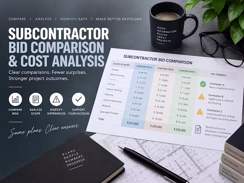Cover image for Subcontractor Bid Comparison & Cost Analysis