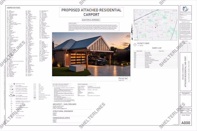 Cover image for Residential Carport Addition, TX | Permit Plans