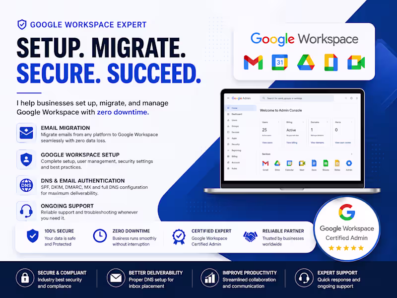 Cover image for Google Workspace Setup & Email Migration