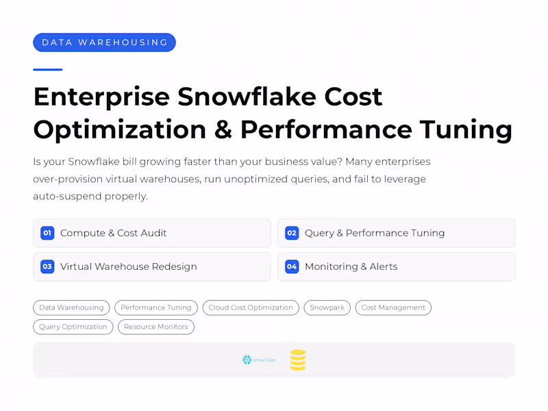 Cover image for Enterprise Snowflake Cost Optimization & Performance Tuning
