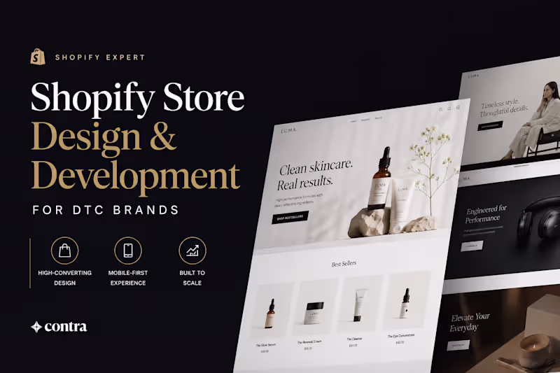 Cover image for Shopify Store Design For Development for DTC Brands