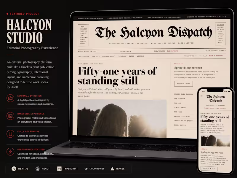 Cover image for Halcyon | Editorial Photography Experience
Halcyon