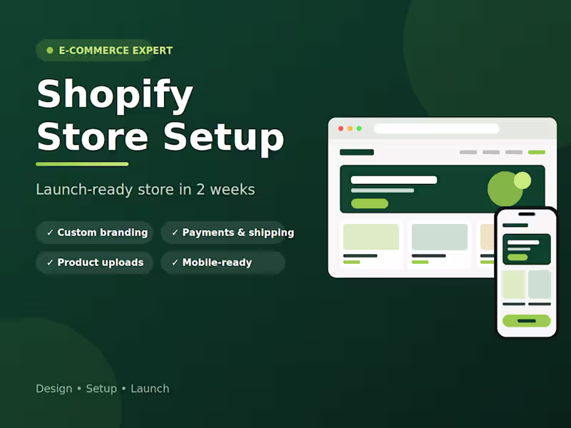 Cover image for Shopify Store Setup: Launch-Ready Store in 2 Weeks