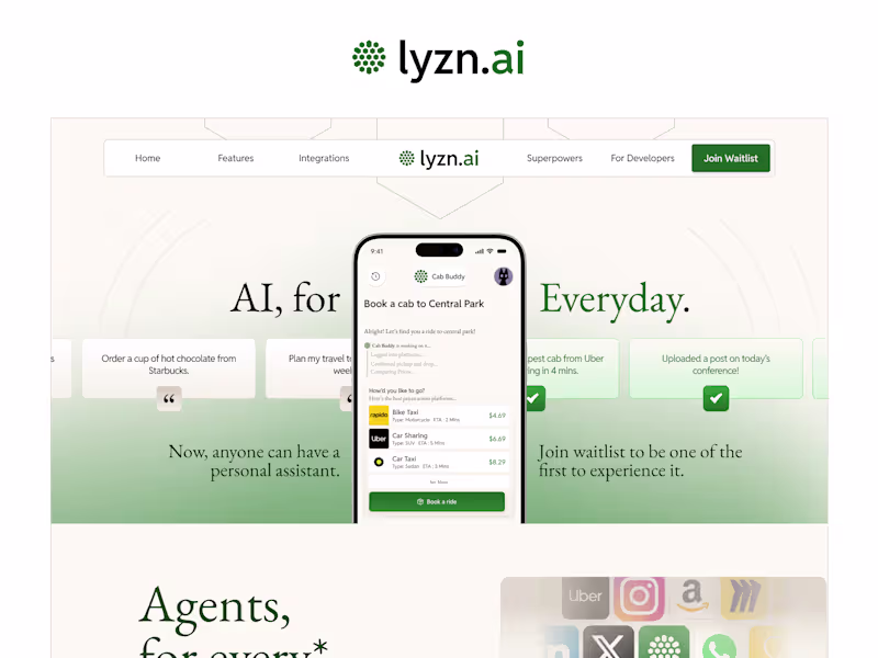 Cover image for Branding, Product and Landing Page for Lyzn AI