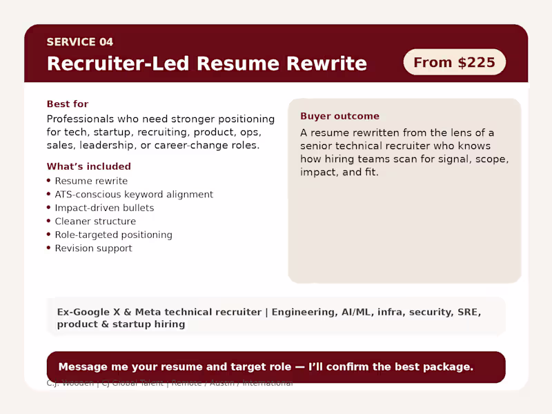 Cover image for Recruiter-Led Resume Rewrite