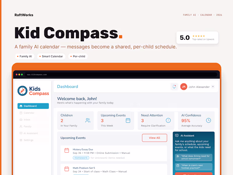 Cover image for Kids Compass - AI-Powered Family Calendar Assistant Development