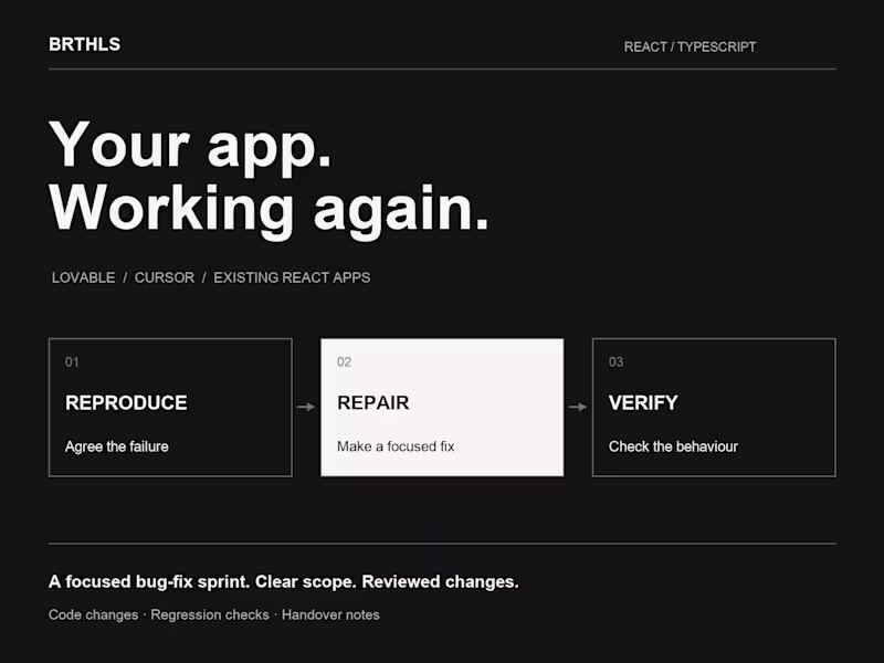 Cover image for React Bug-Fix Sprint for Lovable & Cursor Apps
