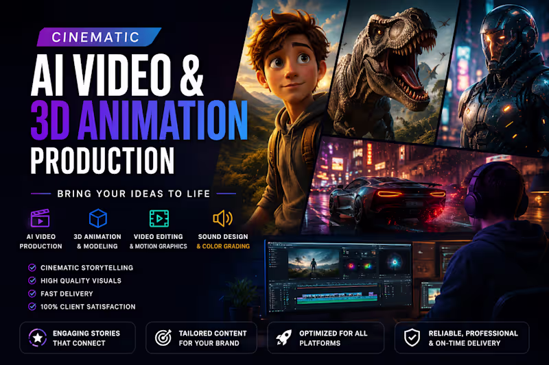 Cover image for Cinematic AI Video & 3D Animation Production