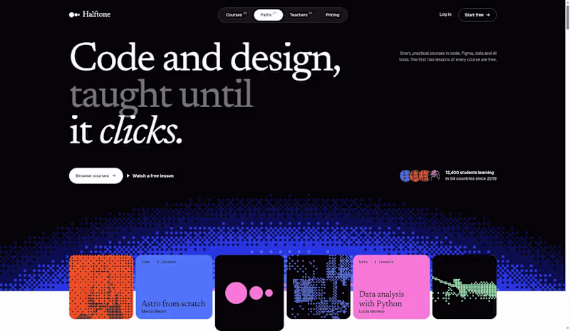 Cover image for Halftone: online course platform site in Astro
