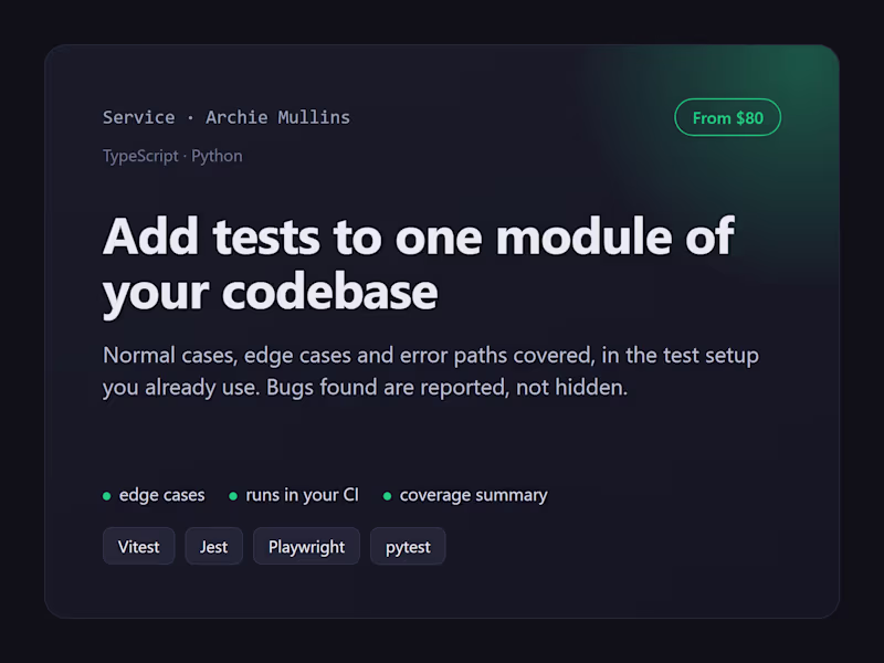 Cover image for Add tests to one module of your codebase