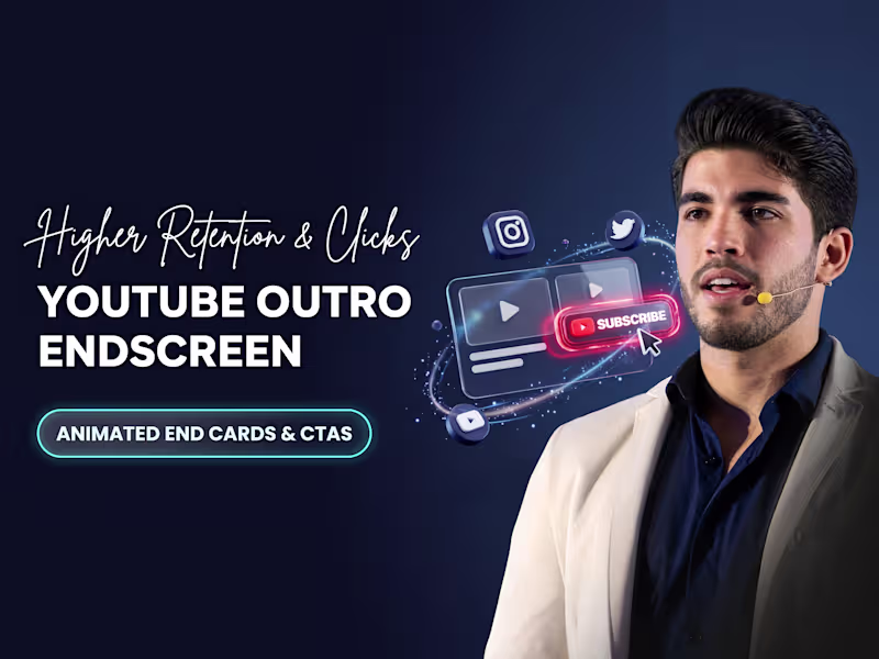Cover image for YouTube outro endscreen, animated end cards, and motion CTAs