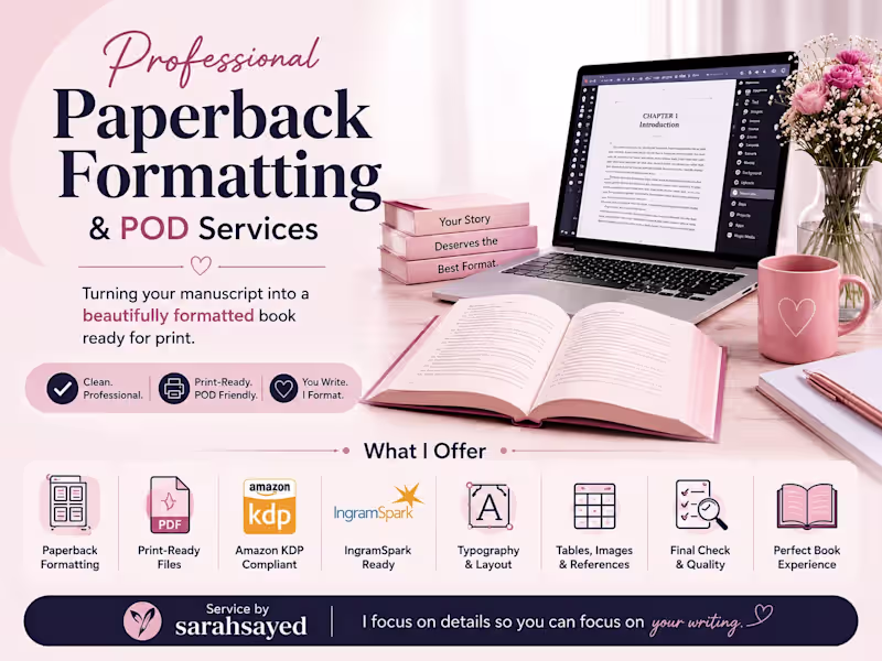 Cover image for Professional Paperback Book Formatting for Amazon KDP 