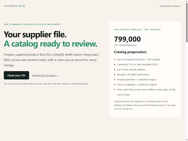 Cover image for Shopify Catalog CSV Preparation with Source Mapping