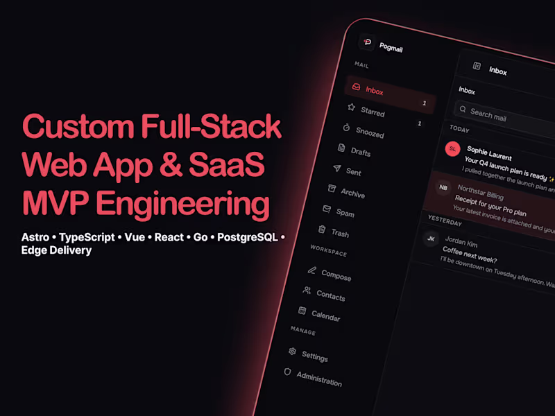 Cover image for Custom Full-Stack Web App & SaaS MVP Engineering