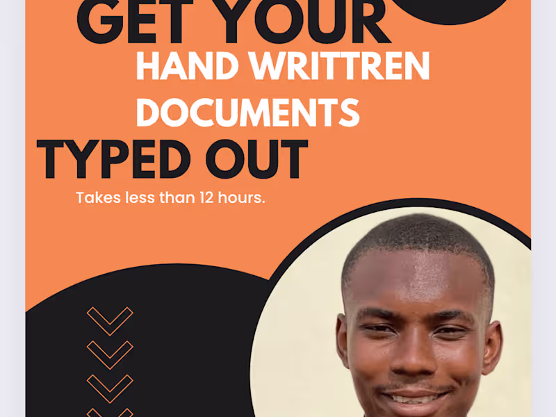 Cover image for I will turn a hand written text to a word document