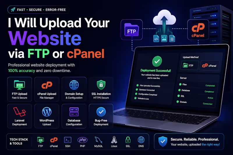 Cover image for I Will Upload Your Website via FTP or cPanel