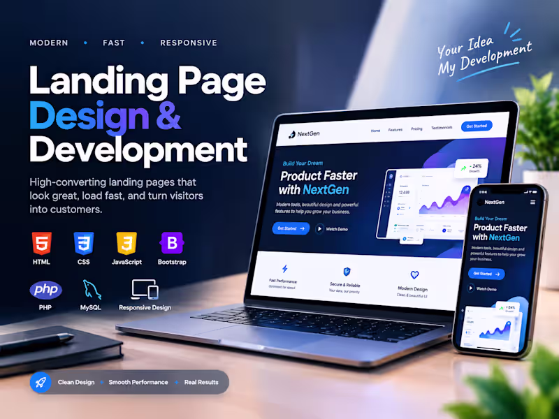 Cover image for Modern Responsive Landing Page Design & Development