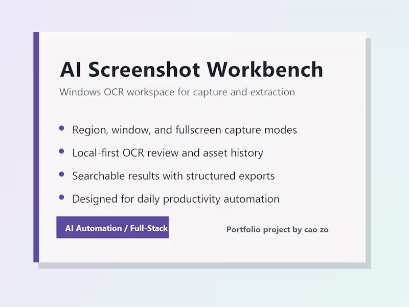 Cover image for AI Screenshot Workbench