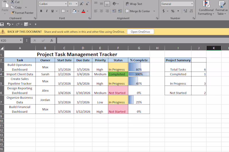 Cover image for A custom Excel project management